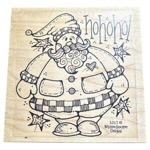 Whipper Snapper Designs Ho Ho Ho Santa L027 Rubber Stamp Wood Mounted
